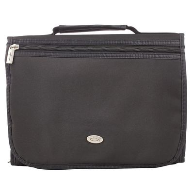 Black Micro-Fiber Tri-fold Organizer Bible Cover, Large