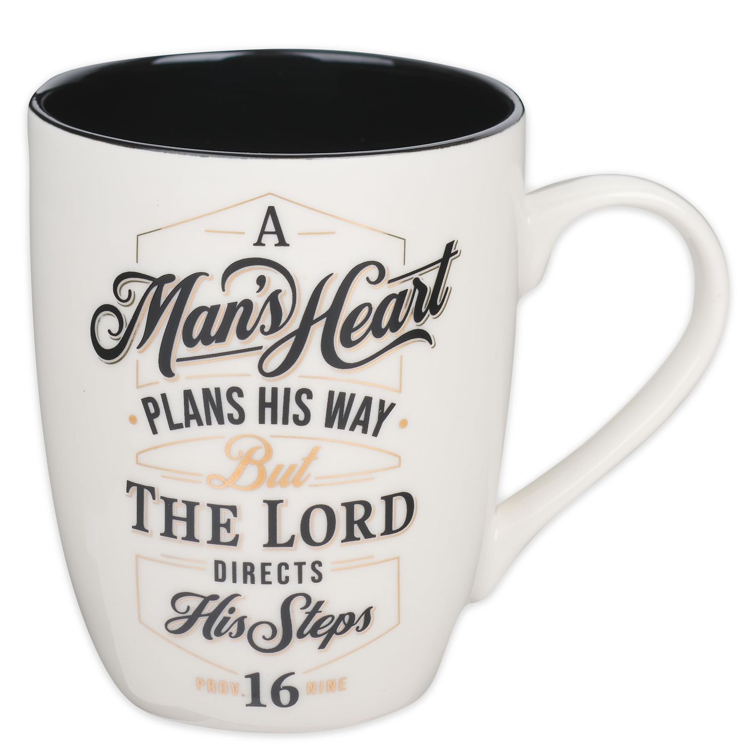 The Lord Directs His Steps White and Black Ceramic Coffee Mug - Proverbs 16:9