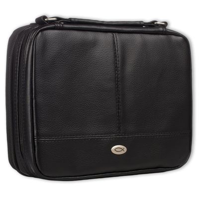 Ichthus Jesus Fish Emblem Zippered Two-Fold Organizer Case for Bible or Book w/Handle, XL