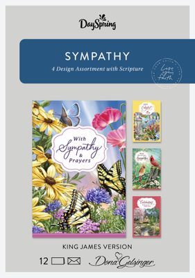 Dona Gelsinger - With Prayers And Sympathy - 4 Design Assortment with Scripture - King James Version