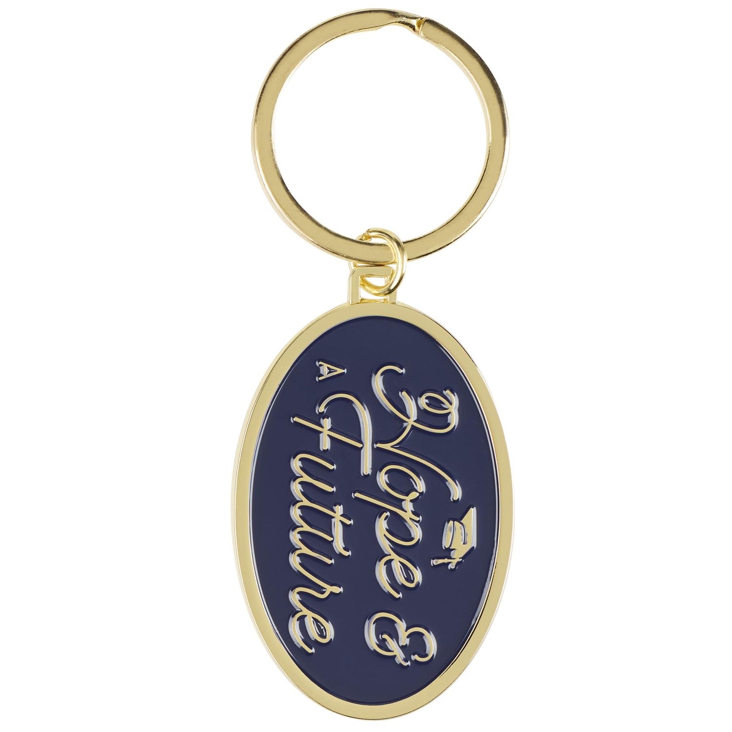 Hope and a Future Blue Oval Metal Key Ring - Jeremiah 29:11