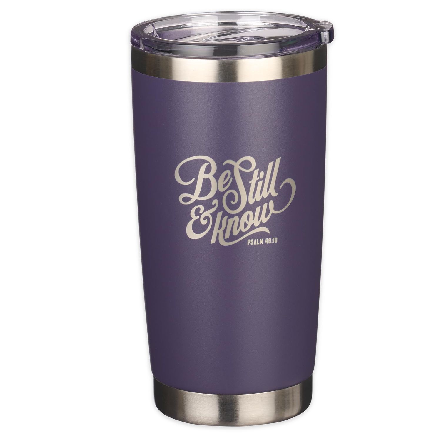 Be Still Purple Stainless Steel Mug - Psalm 46:10