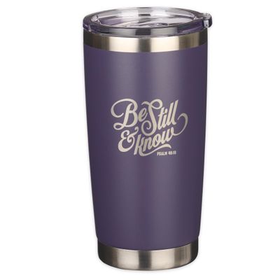 Be Still Purple Stainless Steel Mug - Psalm 46:10