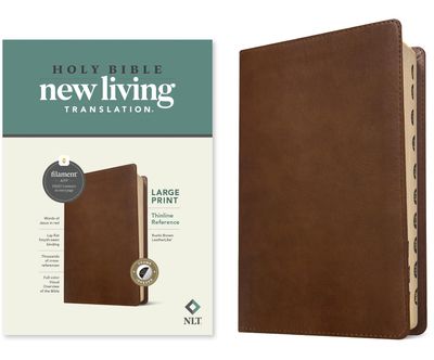 NLT Large Print Thinline Reference Bible, Filament Enabled (LeatherLike, Rustic Brown, Indexed, Red Letter)