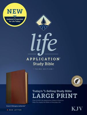 KJV Life Application Study Bible, 3rd Edition, Large Print (LeatherLike, Brown/Mahogany, Indexed, Red Letter)