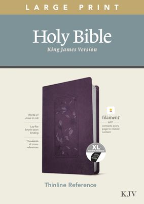 KJV Large Print Thinline Reference Bible, Filament (LeatherLike, Floral Frame Purple, Indexed, Red Letter)