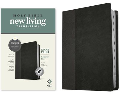 NLT Personal Size Giant Print Bible, Filament Enabled (LeatherLike, Black/Onyx, Indexed, Red Letter)