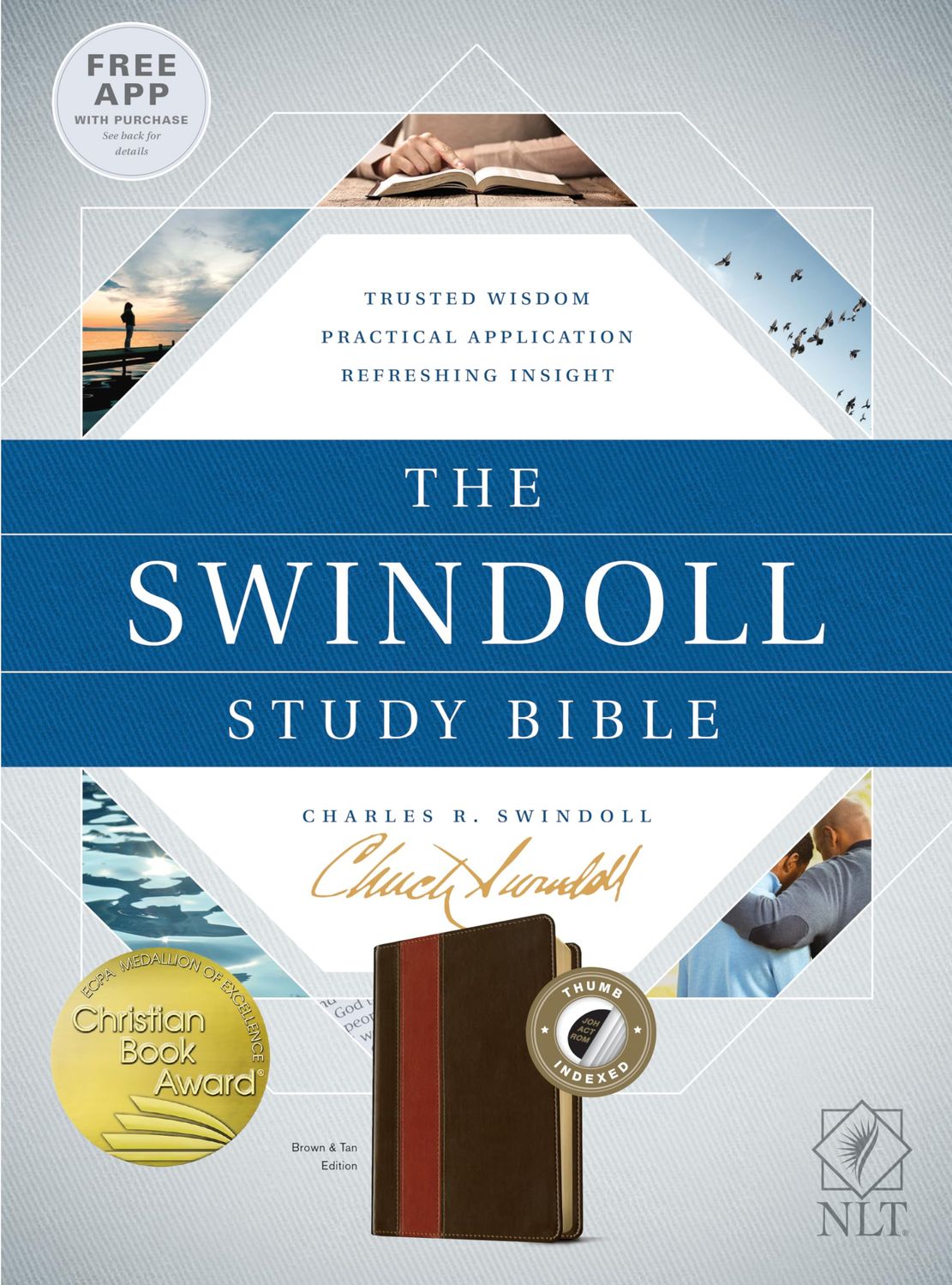 NLT The Swindoll Study Bible, TuTone (LeatherLike, Brown/Tan, Indexed)