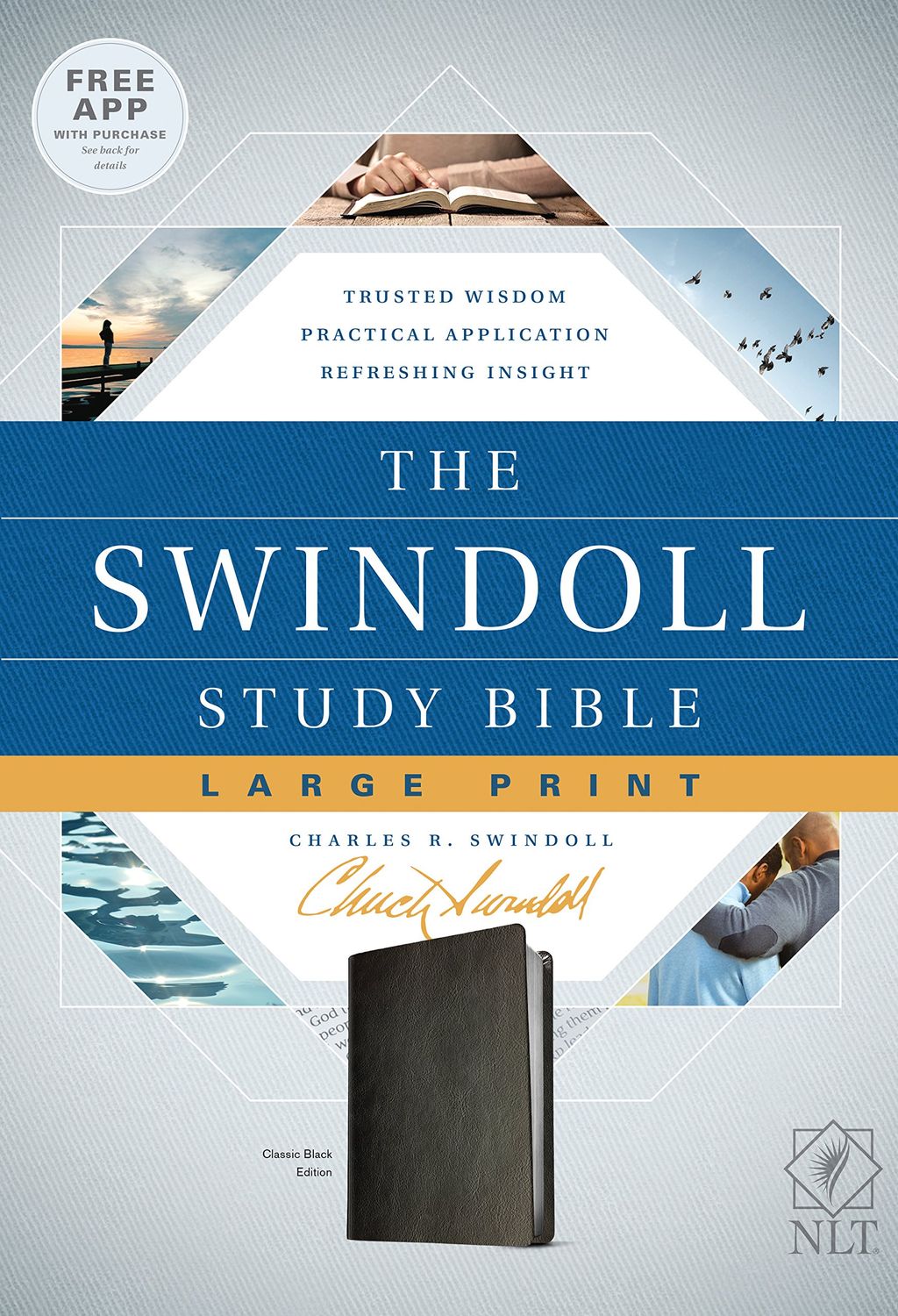 NLT The Swindoll Study Bible, Large Print (LeatherLike, Black)