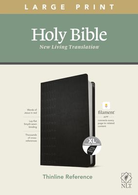 NLT Large Print Thinline Reference Bible, Filament Enabled (LeatherLike, Cross Grip Black, IDX, Red Letter)