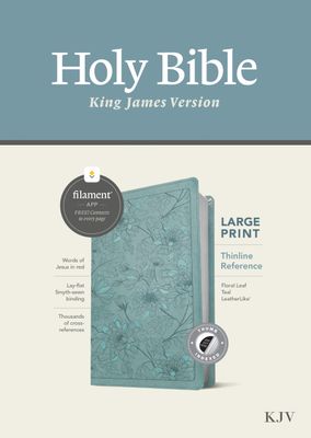 KJV Large Print Thinline Reference Bible, Filament Enabled (LeatherLike, Floral Leaf Teal, IDX, Red Letter)