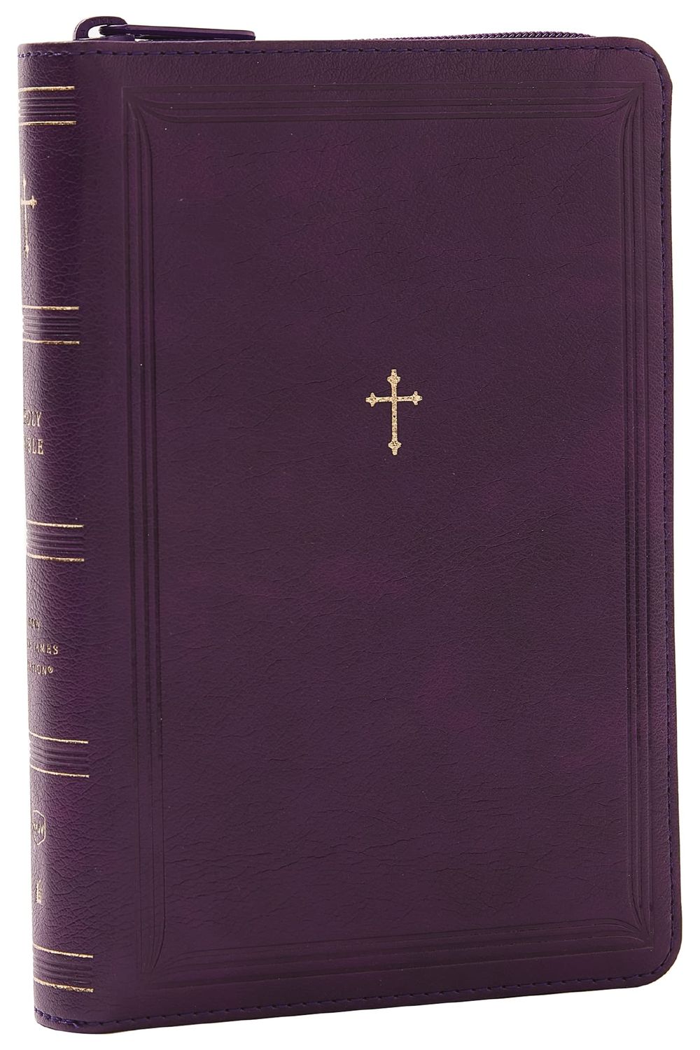 NKJV Compact Paragraph-Style Bible (Purple Leathersoft with zipper, Red Letter, Comfort Print)