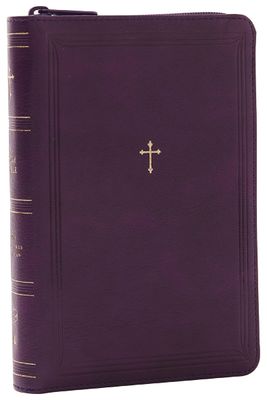 NKJV Compact Paragraph-Style Bible (Purple Leathersoft with zipper, Red Letter, Comfort Print)