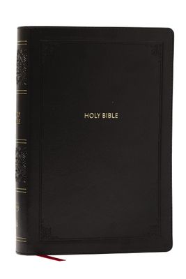 NKJV Giant Print End-of-Verse Reference Bible, Black Leathersoft, Red Letter, Comfort Print: Holy Bible