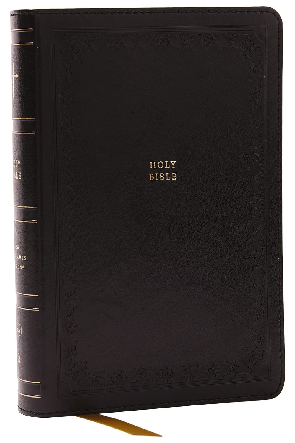 NKJV Compact Paragraph-Style Bible w/ 43,000 Cross References, Black Leathersoft, Red Letter, Comfort Print