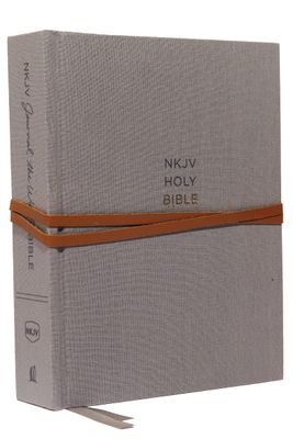 NKJV, Journal the Word Bible, Cloth over Board, Gray, RL, Comfort Print: Reflect, Journal, or Create Art