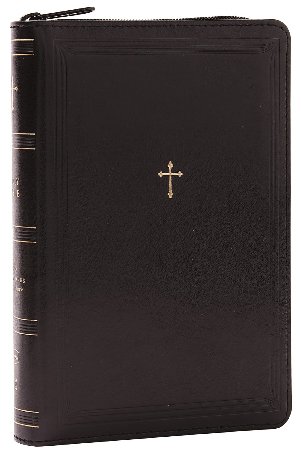 NKJV Compact Paragraph-Style Bible, Black Leathersoft with zipper, Red Letter, Comfort Print