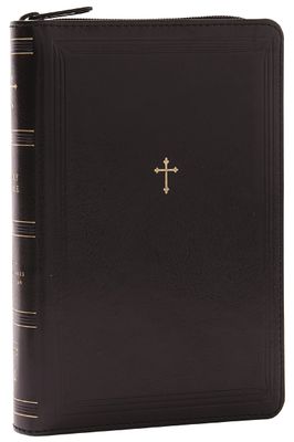 NKJV Compact Paragraph-Style Bible, Black Leathersoft with zipper, Red Letter, Comfort Print