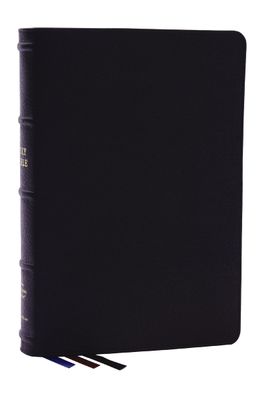 NKJV, LP Thinline Reference Bible, Blue Letter, Maclaren Series, Genuine Leather, Black, Comfort Print