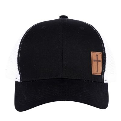 Cross Patched | Black and White Christian Trucker Hats for Men