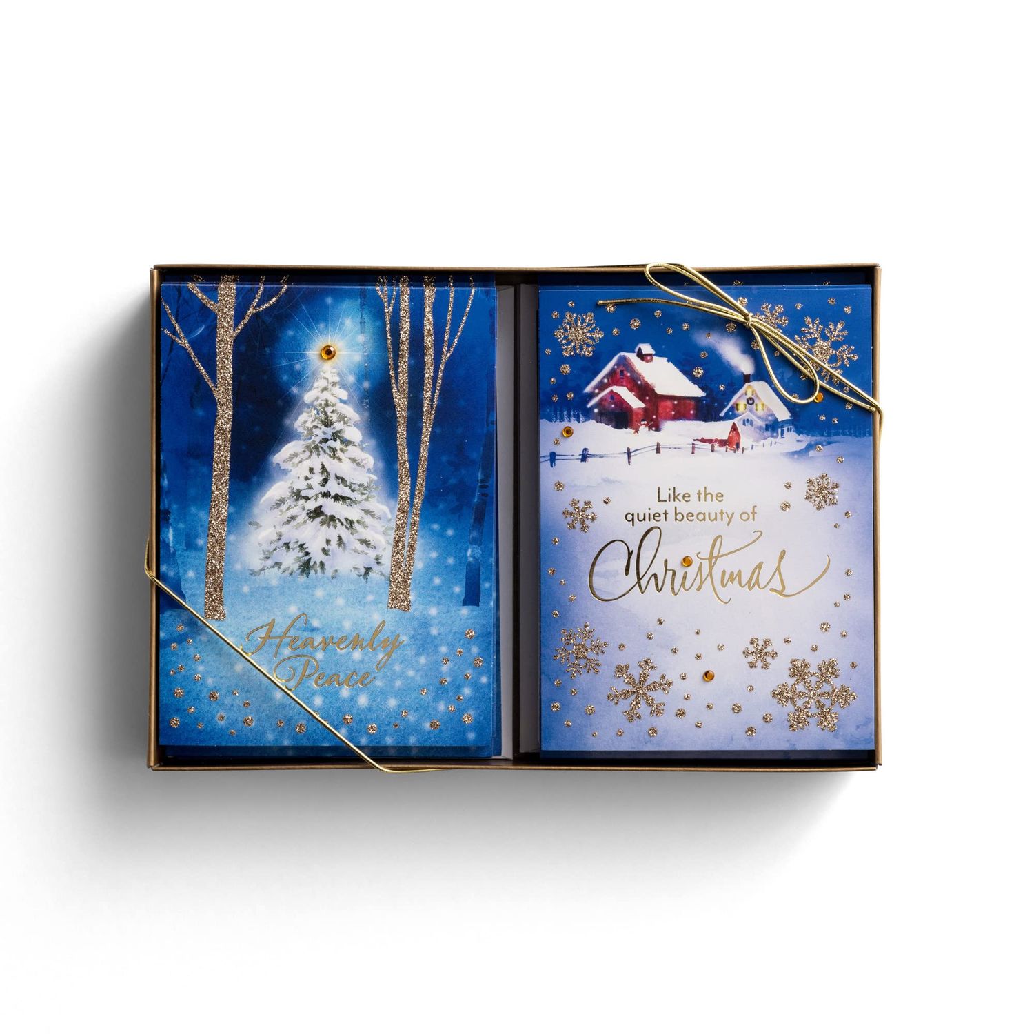 DaySpring - Snowy Scenes Dual Pack - Heavenly Peace/Beauty of Christmas - 24 Boxed Cards with Envelopes