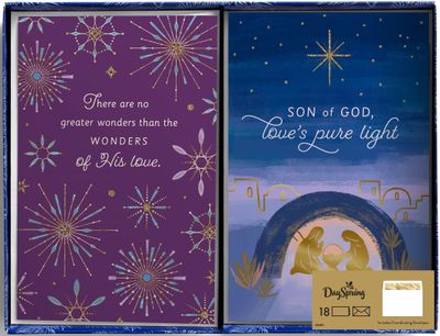 DaySpring - Wonders of His Love - 18 Dual Pack Christmas Boxed Cards and Envelopes
