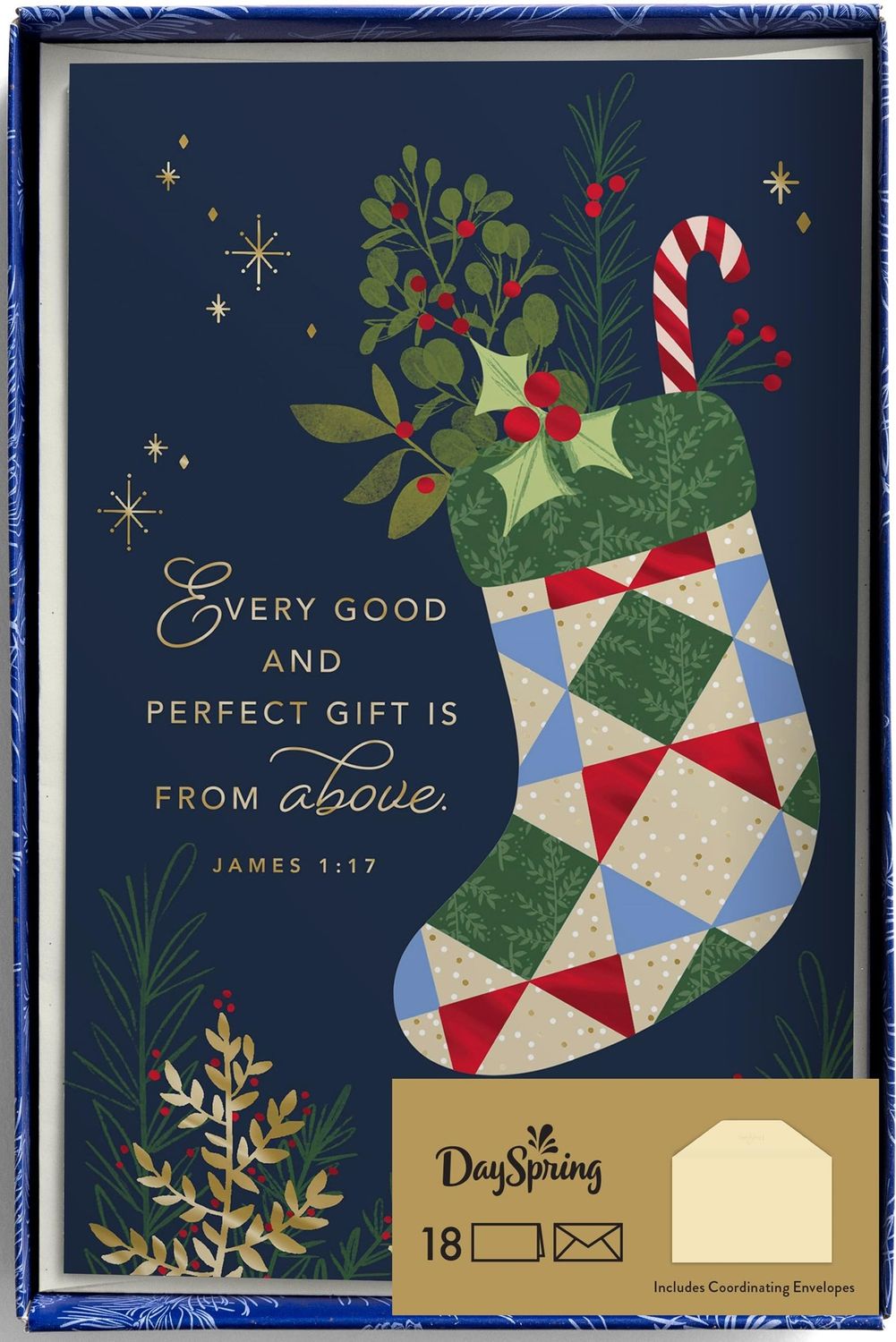 DaySpring - Every Good Gift is From Above - 18 Christmas Boxed Cards and Envelopes