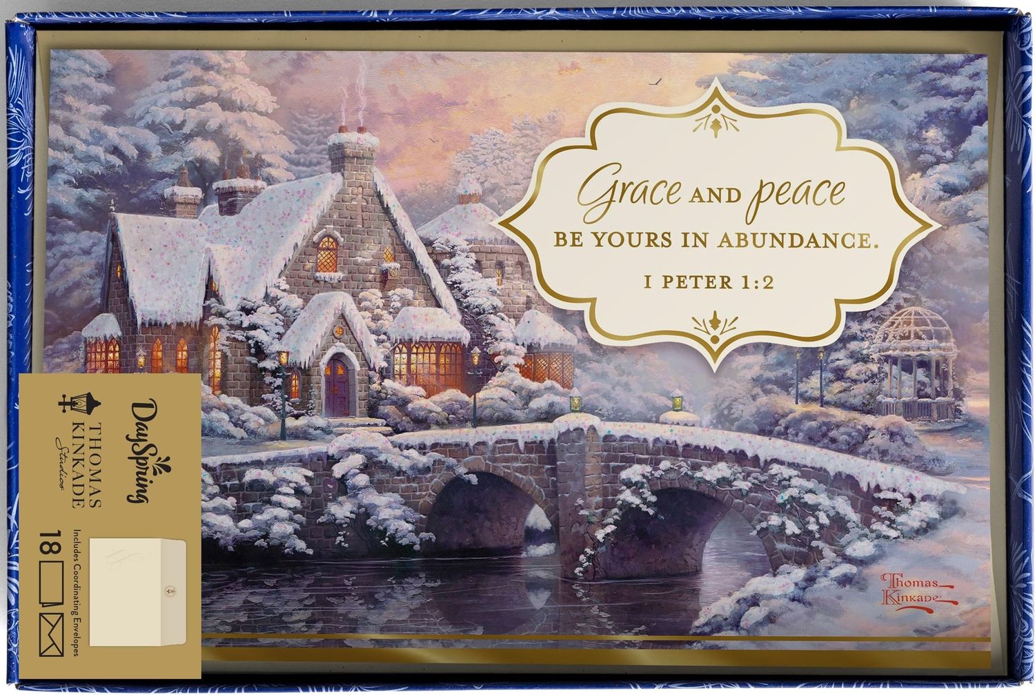 DaySpring - Thomas Kinkade Grace and Peace Be Yours - 18 Christmas Boxed Cards and Envelopes
