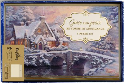 DaySpring - Thomas Kinkade Grace and Peace Be Yours - 18 Christmas Boxed Cards and Envelopes