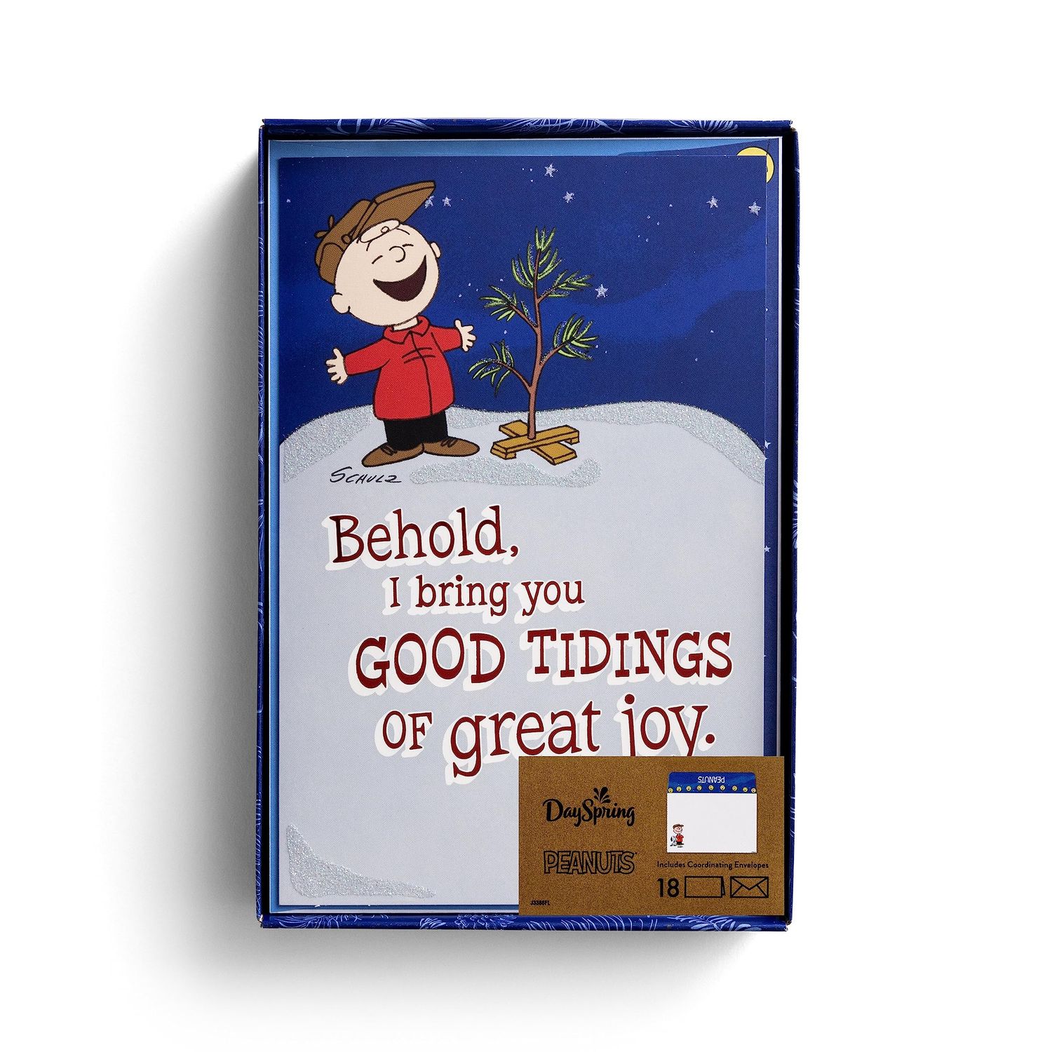 DaySpring - Peanuts Christmas - Good Tidings of Great Joy - 18 Christmas Boxed Cards &amp; Envelopes, KJV