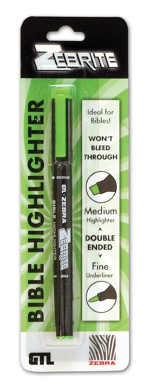 Zebrite Double Ended Highlighter - Green Carded