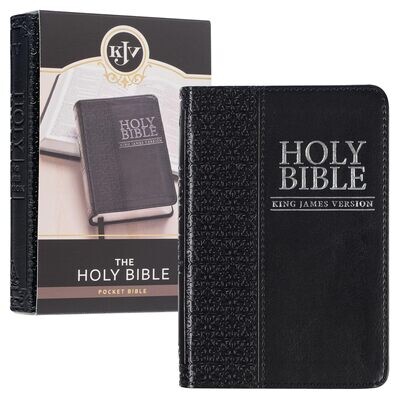 KJV Holy Bible, Mini Pocket Size, Black Faux Leather w/Ribbon Marker, Red Letter, King James Version