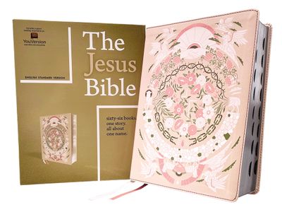 The Jesus Bible Artist Edition, ESV, (With Thumb Tabs), Leathersoft, Peach Floral, Thumb Indexed