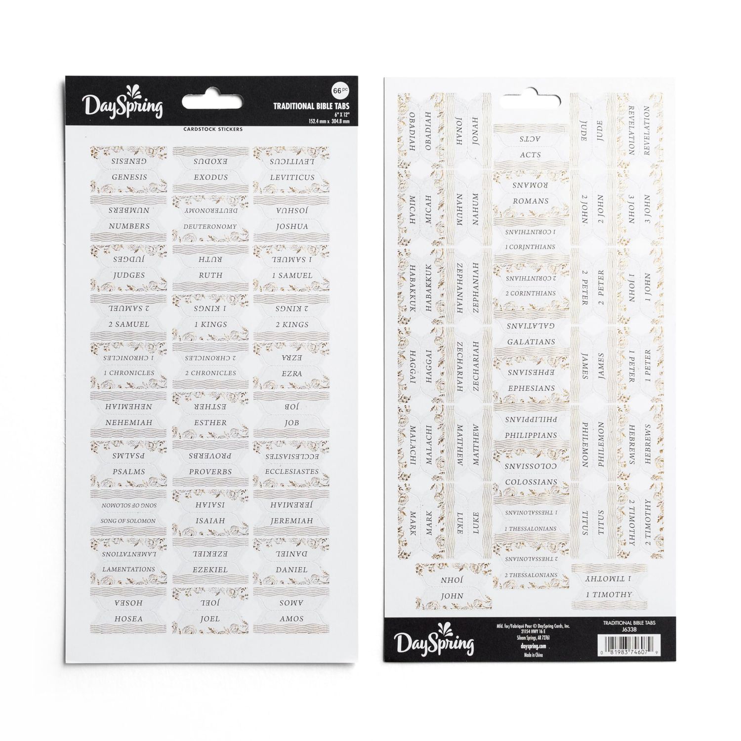 DaySpring - Traditional Bible Tabs - 66 Cardstock Bible Tabs from Genesis to Revelation (J6338)