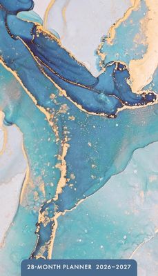 Blue Gold Marble 28-Month Inspirational Pocket Planner 2026-2027, 2-Year Calendar