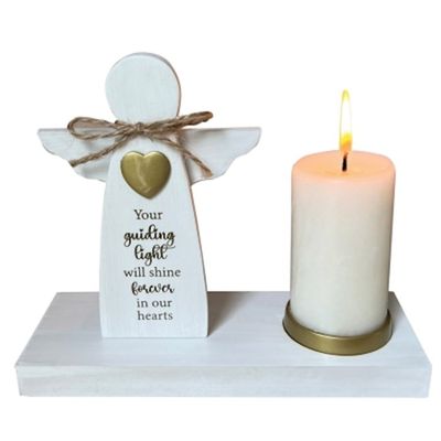 Candle Holder-Memorial W/Angel (Holds 4 X 2" White Votive)