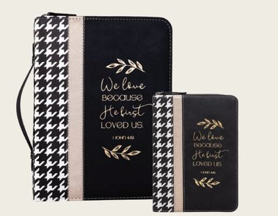 Bible Cover: We Love Because He First Loved Us, Large