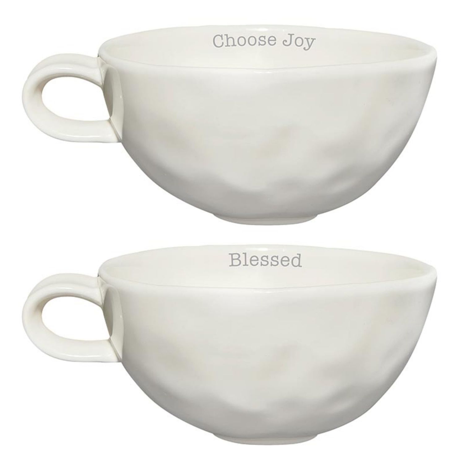 Mug Set-Hand Thrown-Blessed/Choose Joy (10 Oz) (Set Of 2)
