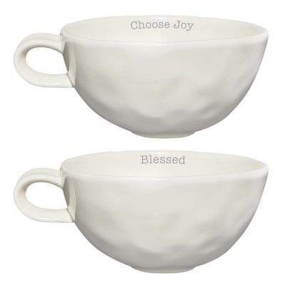 Mug Set-Hand Thrown-Blessed/Choose Joy (10 Oz) (Set Of 2)