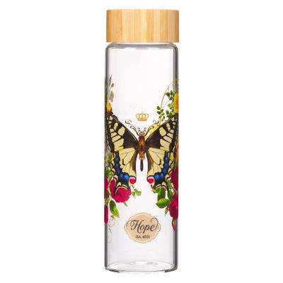 Water Bottle-Hope (Isaiah 40:31)-Yellow Butterfly Glass