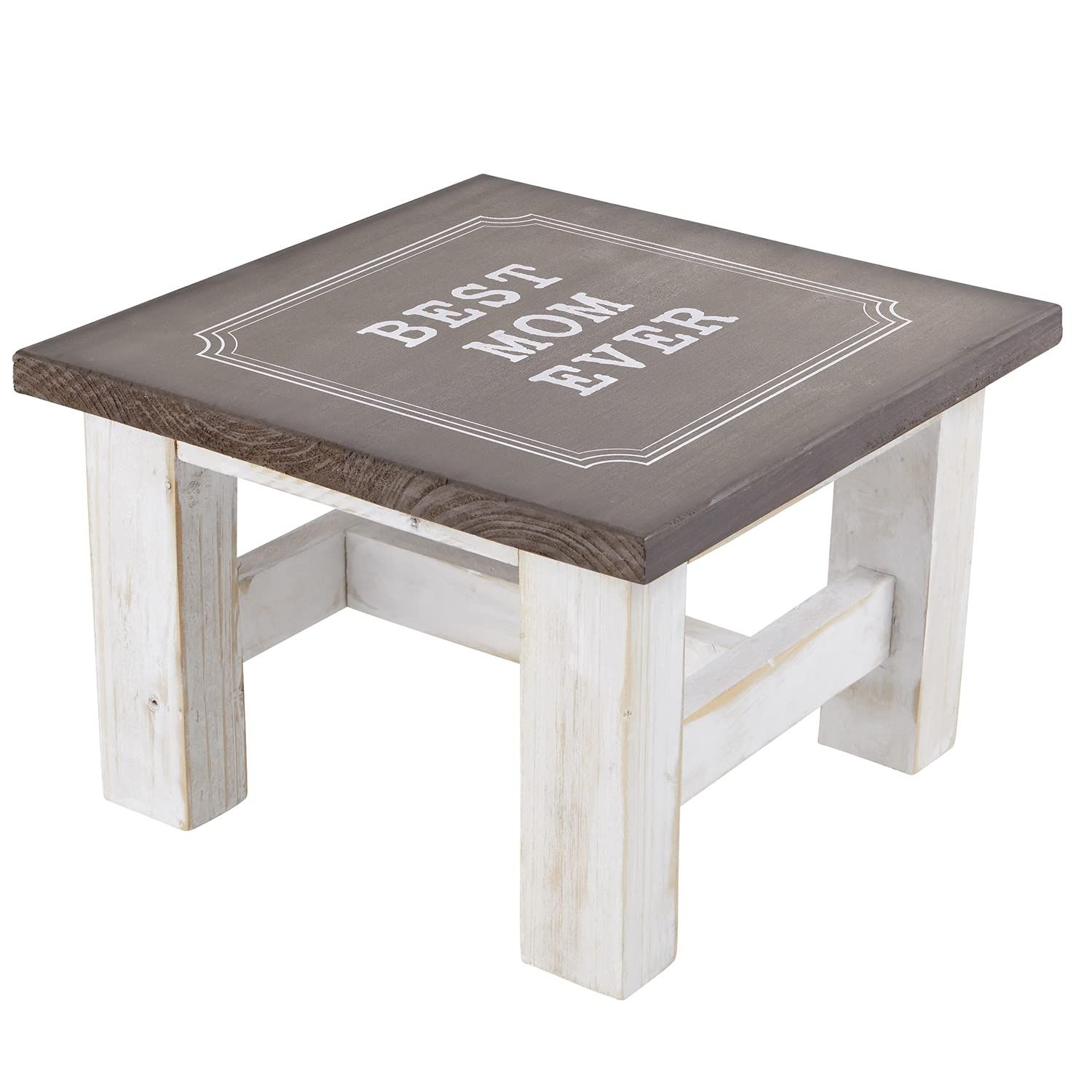 Creative Brands Faithworks - Farmhouse Style Wooden Step Stool, 11 x 11-Inch, Best Mom Ever