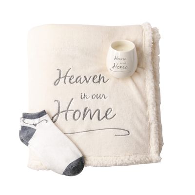 Pavilion Gift Company - Heaven is Our Home Sherpa Lined Royal Plush Blanket Gift Set 42 x 50 Inch