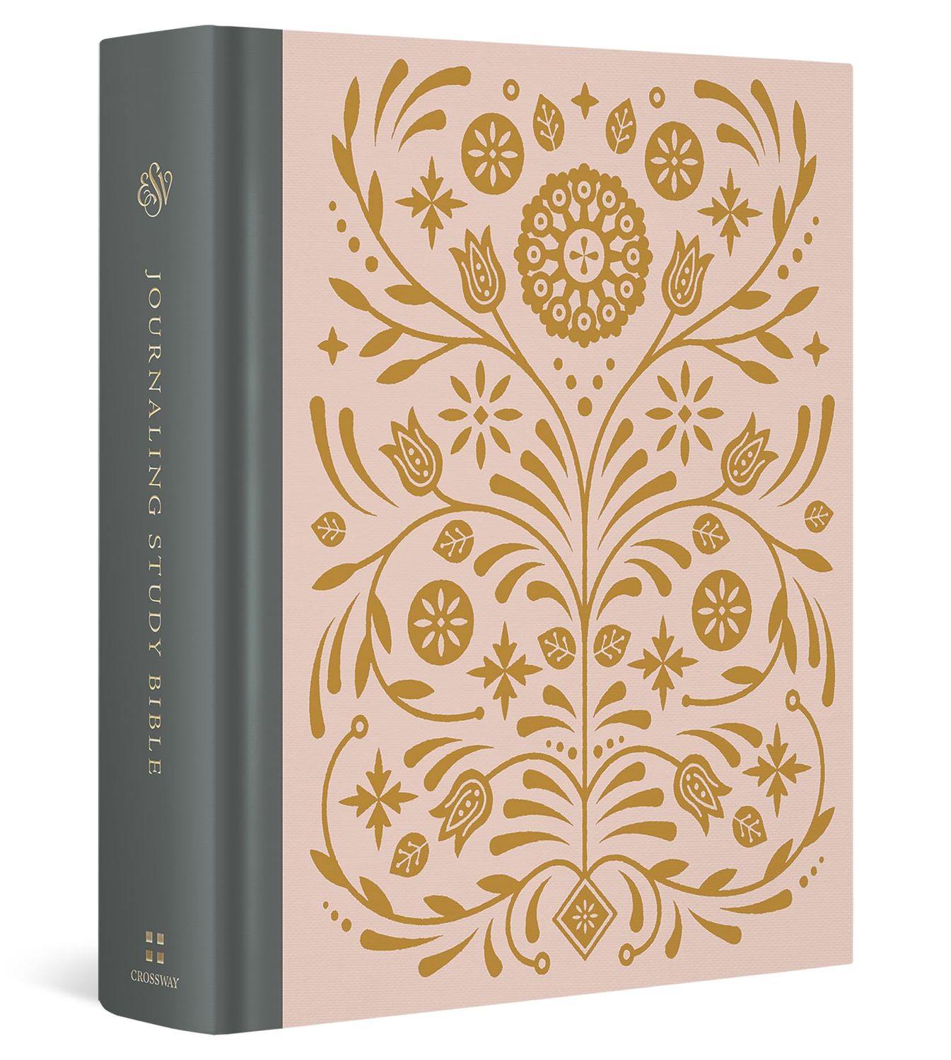 ESV Journaling Study Bible-Blush/Ochre, Floral Design Cloth-Over-Board