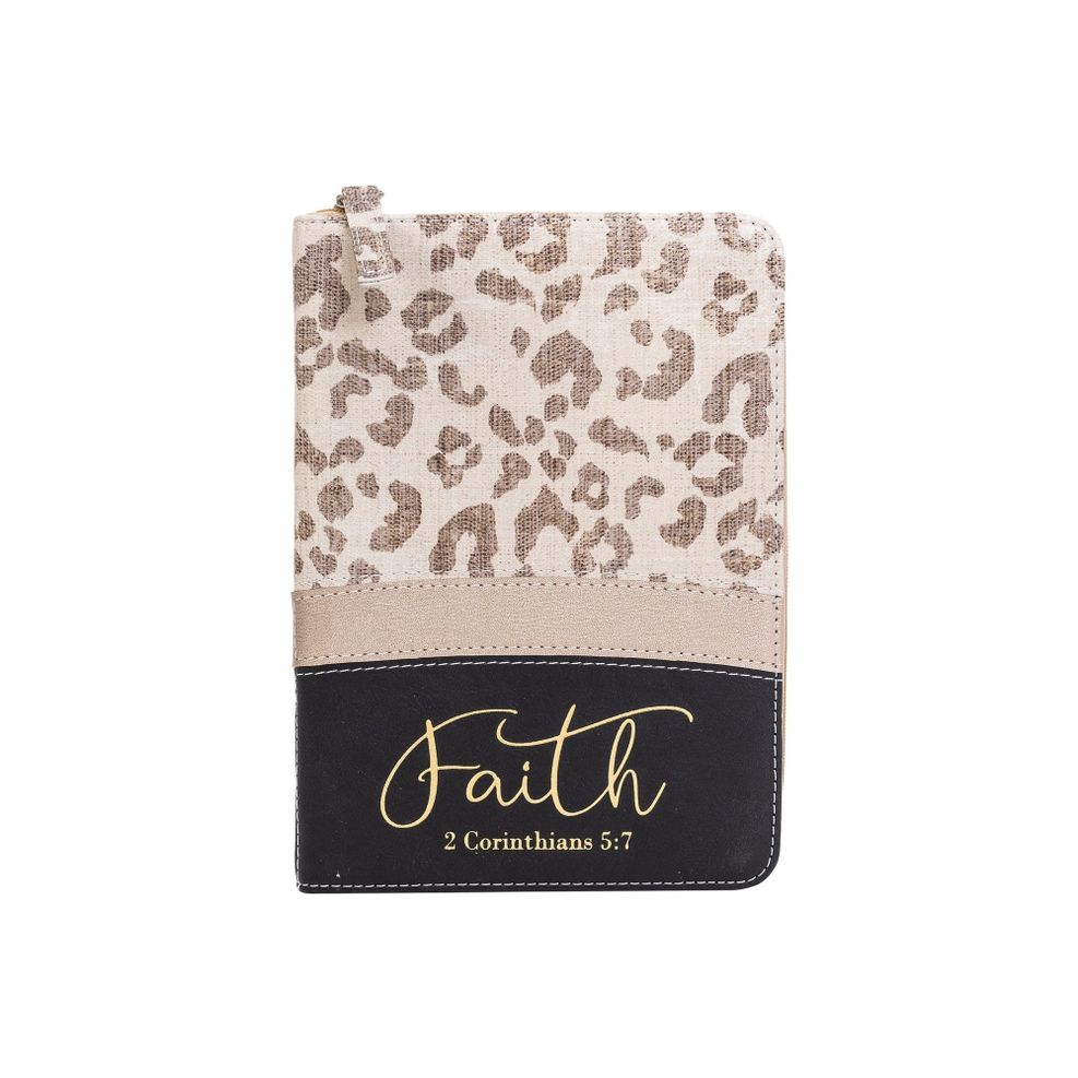 Zippered Journal: Leopard W/ Metallic Gold - Faith