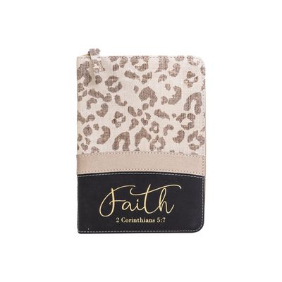 Zippered Journal: Leopard W/ Metallic Gold - Faith