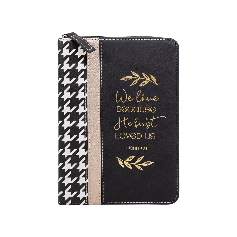 Zippered Journal: Houndstooth w/ Gold