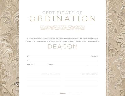 Certificate of Ordination for Deacon - Flat Opaque (Package of 6)