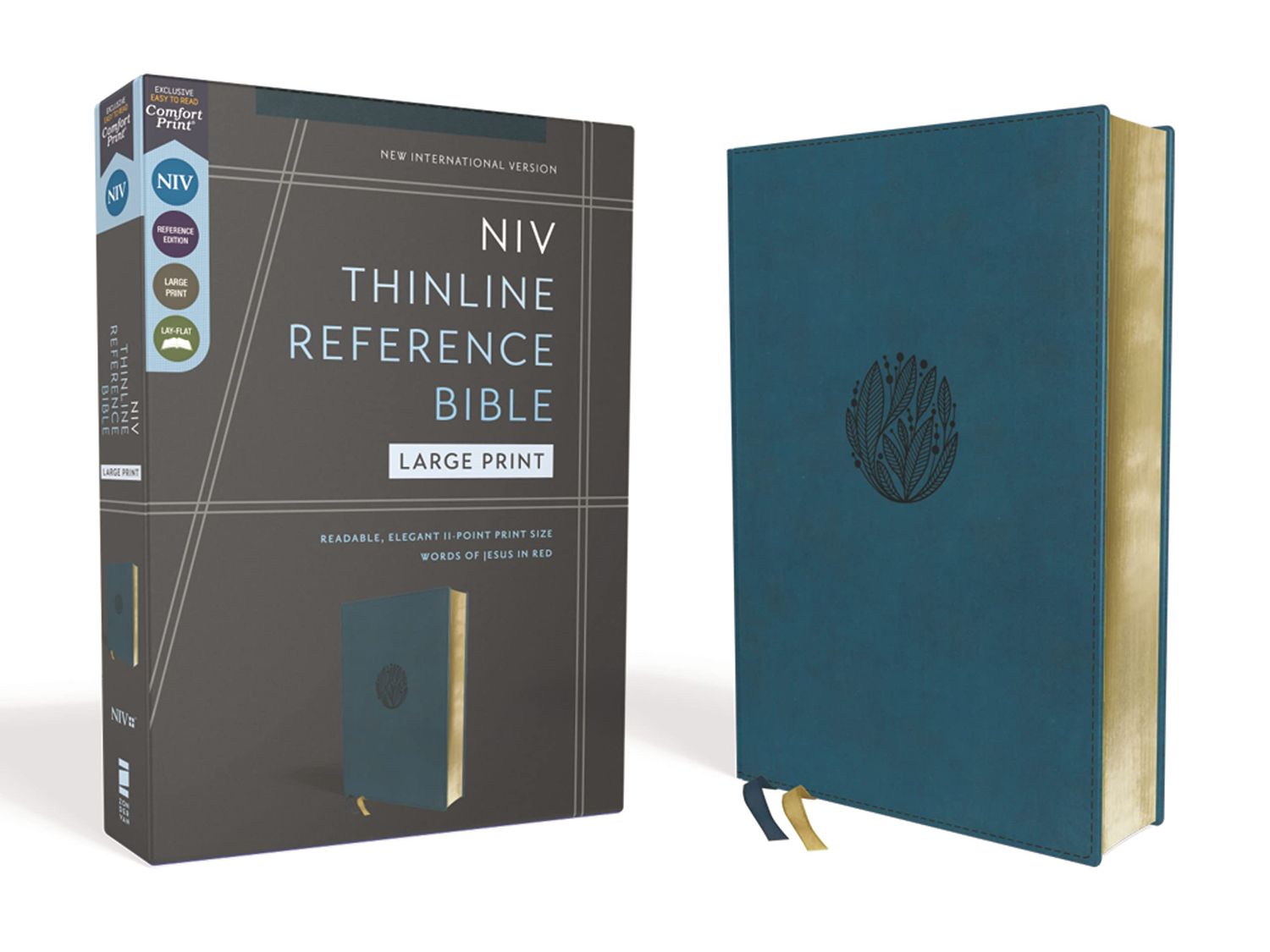 NIV, Thinline Reference Bible (Deep Study at a Portable Size), Large Print, Leathersoft, Teal, Red Letter