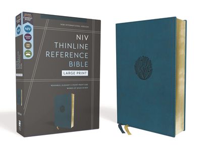 NIV, Thinline Reference Bible (Deep Study at a Portable Size), Large Print, Leathersoft, Teal, Red Letter