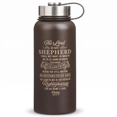 CAG Shepherd Brown Stainless Steel Water Bottle - Psalm 23:1-3